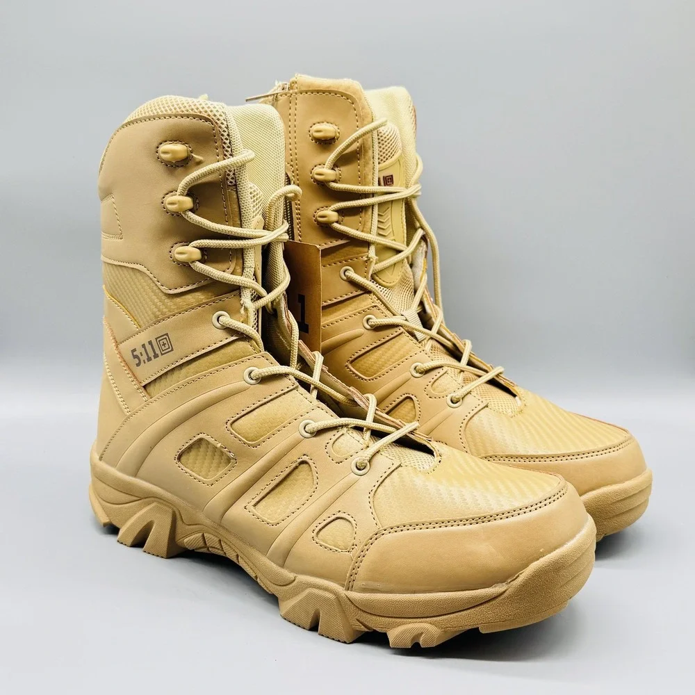 5.11 Tactical Boots Mens 13 Brown Combat Military Work Side Zip Hiking Outdoor
